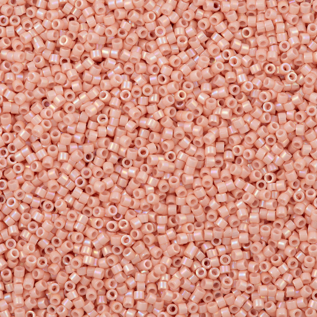 25g Miyuki Delica Seed Bead 11/0 Opaque Peachy Coral Gold Luster DB207