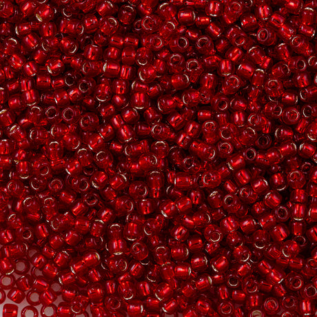 50g Toho Round Seed Bead 8/0 Silver Lined Garnet (25C)