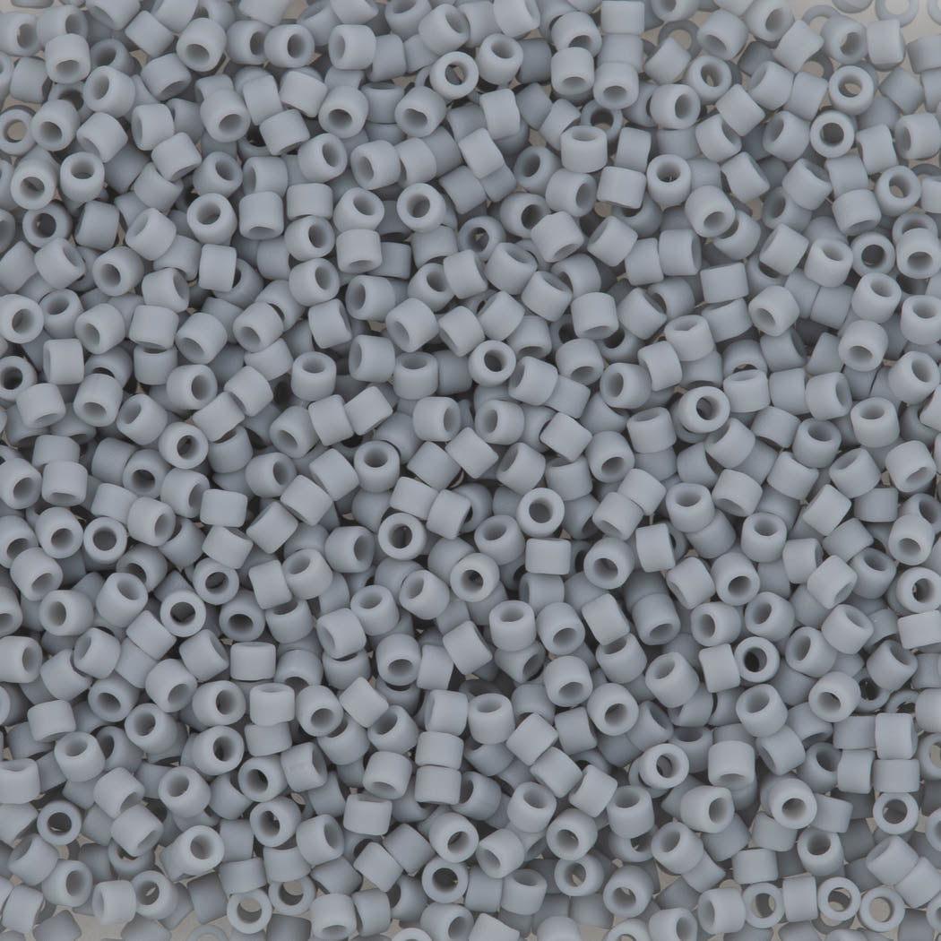 Miyuki Delica Seed Bead 11/0 Opaque Matte Ghost Grey 2-inch Tube DB1589