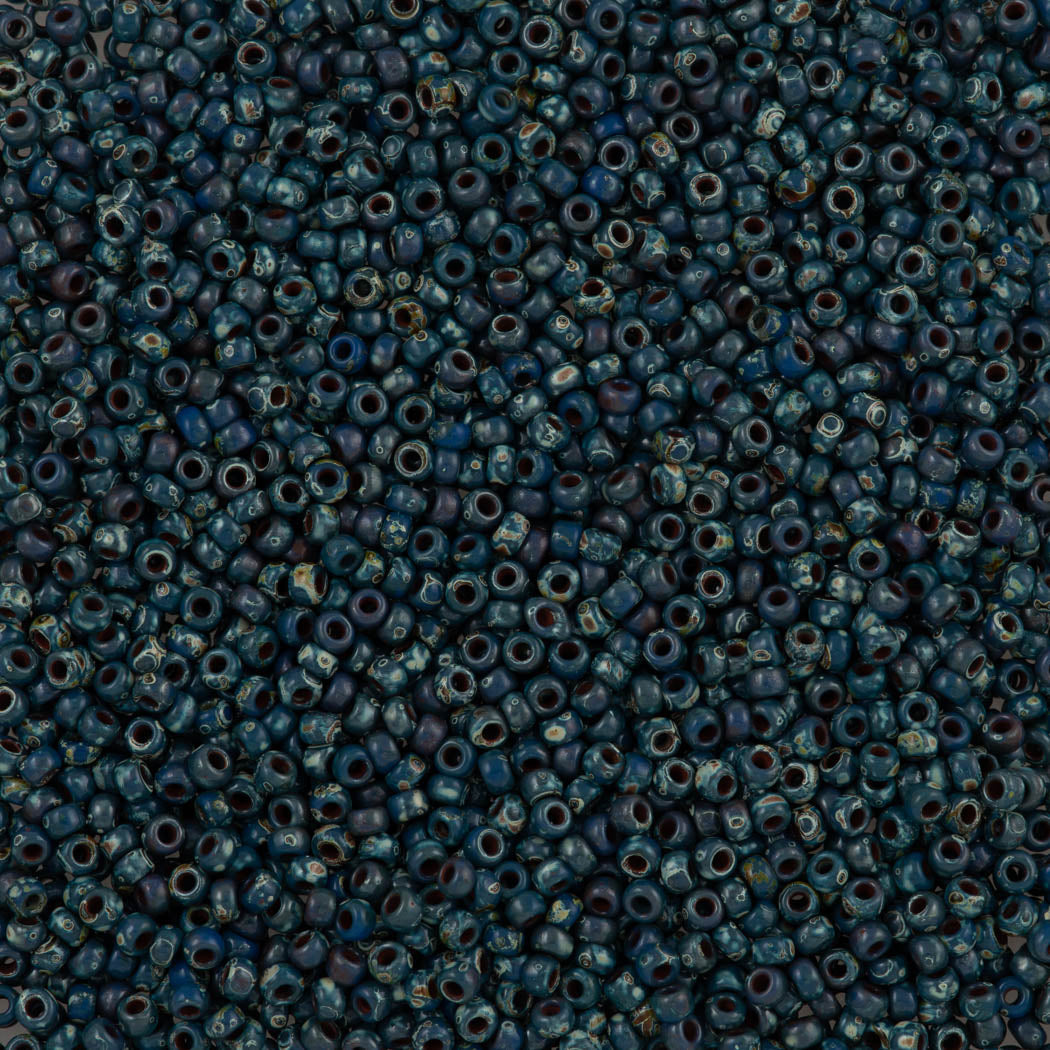 50g Miyuki Round Seed Bead 11/0 Opaque Dark Teal Picasso (4516)