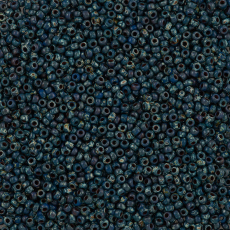 50g Miyuki Round Seed Bead 11/0 Opaque Dark Teal Picasso (4516)