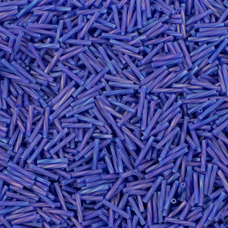 Miyuki 2x12mm Twisted Bugle Bead Matte Transparent Cobalt AB 25g (151FR)