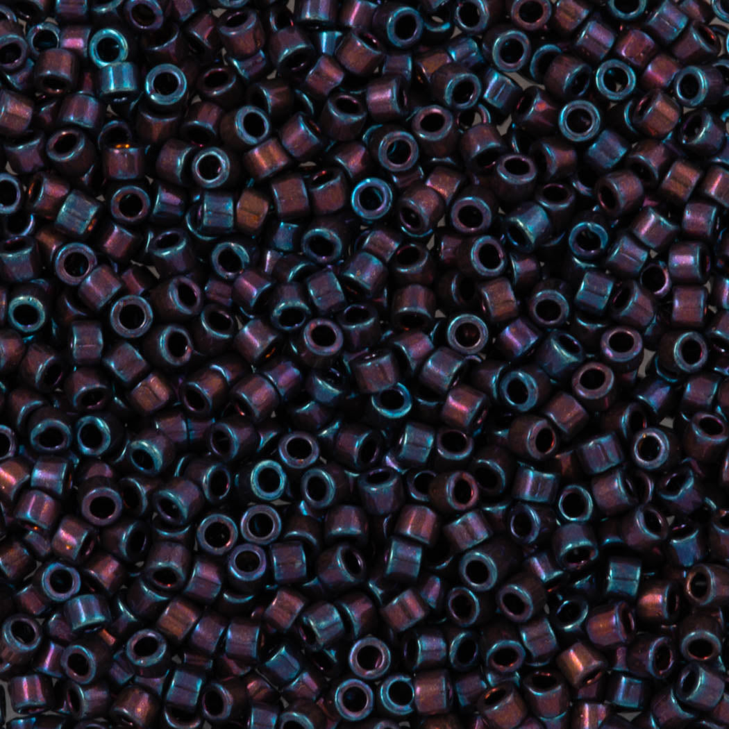 Miyuki Delica Seed Bead 11/0 Metallic Dark Plum Gold Luster AB 2-inch Tube DB1004