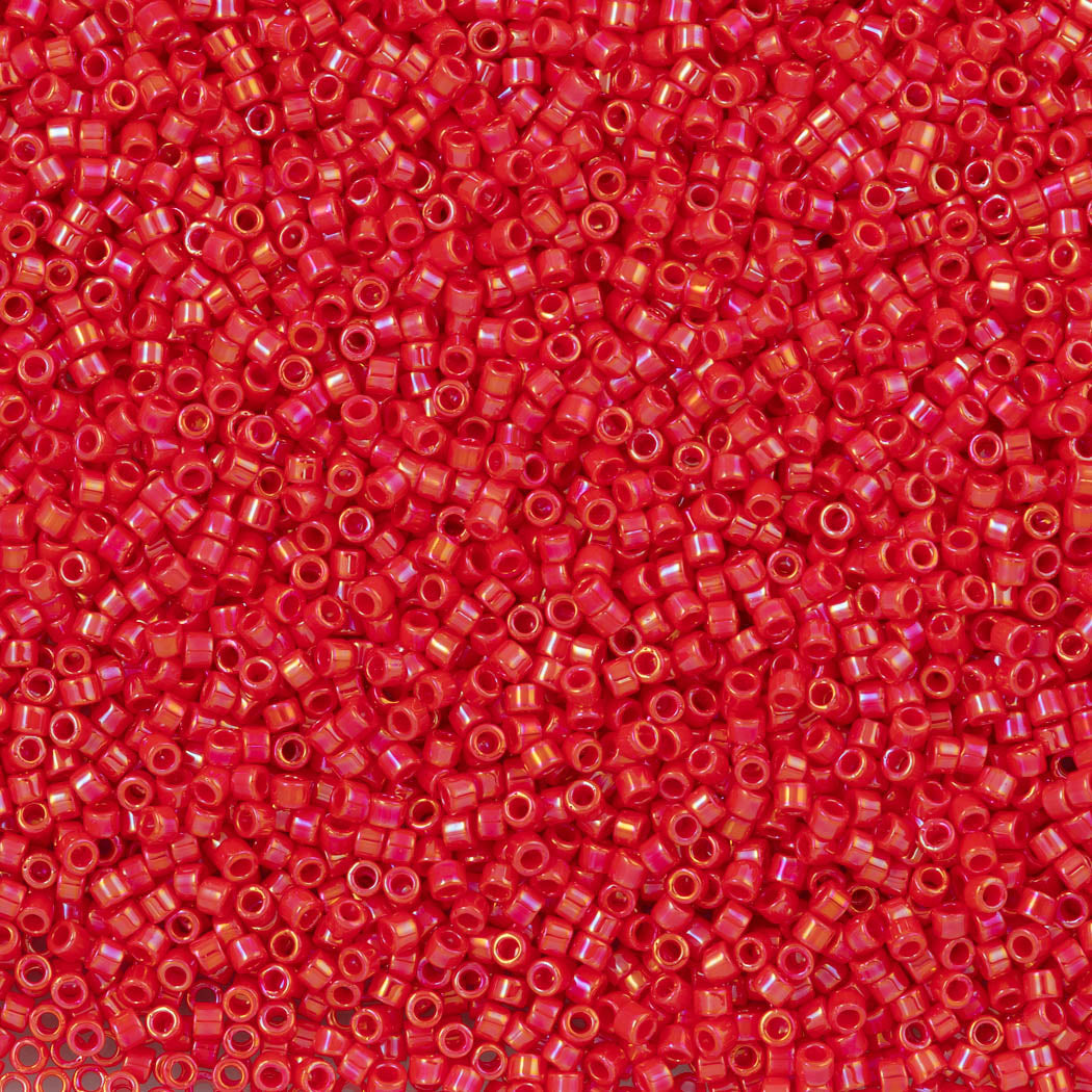 25g Miyuki Delica Seed Bead 11/0 Opaque Red AB DB159