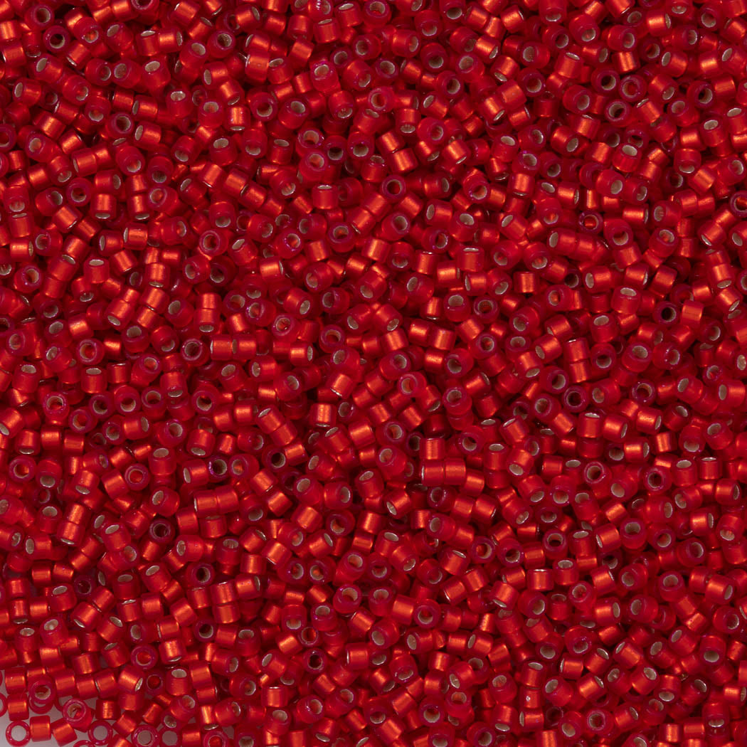 25g Miyuki Delica Seed Bead 11/0 Semi Matte Dyed Dark Ruby Silver Lined DB683