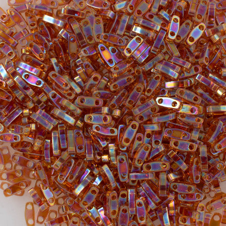 Miyuki Quarter Tila Seed Bead Transparent Dark Amber AB (257)