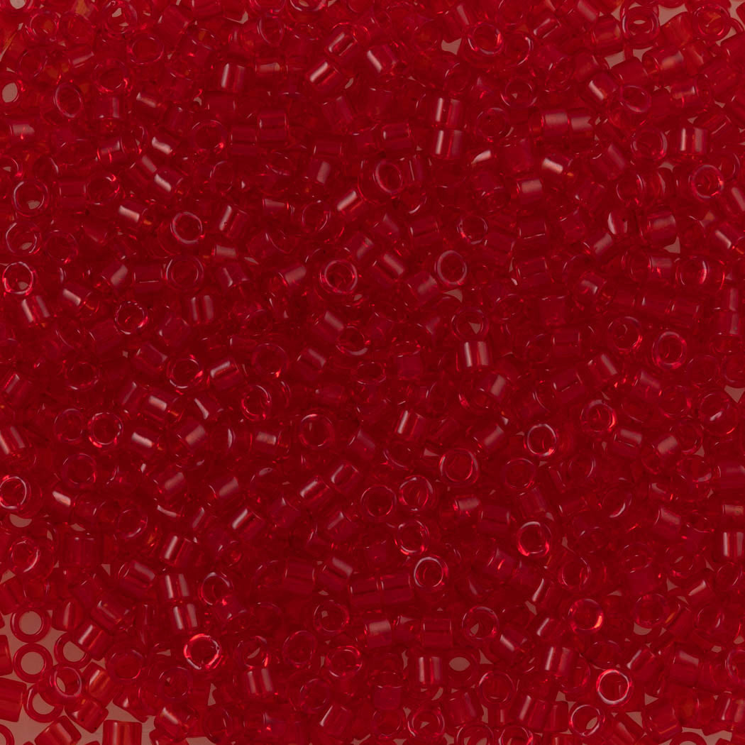 Miyuki Delica Seed Bead 11/0 Transparent Red 2-inch Tube DB704