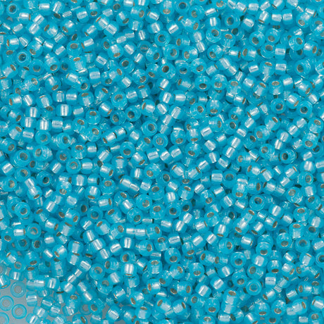 Miyuki Round Seed Bead 11/0 Silver Lined Dyed Aqua Blue (647)