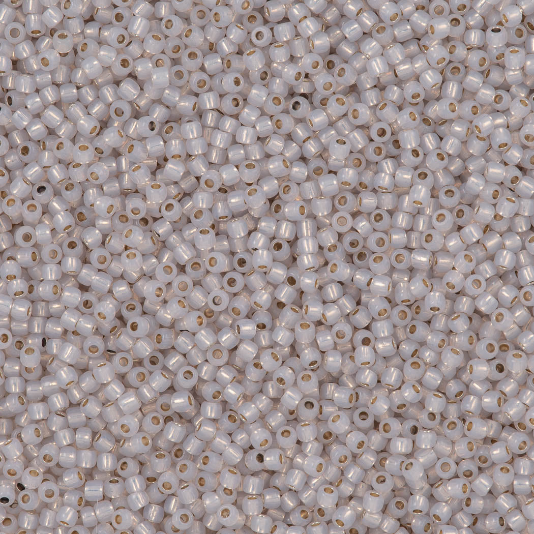 50g Toho Round Seed Bead 11/0 PermaFinish Silver Lined Milky Cloud (2101PF)