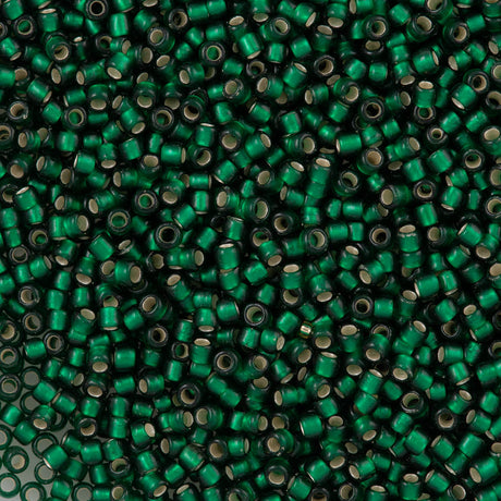 50g Toho Round Seed Bead 8/0 Silver Lined Transparent Matte Emerald (36F)