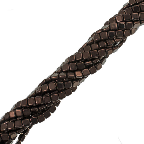 50 CzechMates 6mm Two Hole Tile Beads Dark Bronze (14415)