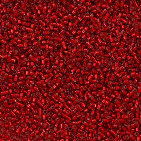 Miyuki Delica Seed Bead 11/0 Silver Lined Dyed Christmas Red 2-inch Tube DB602