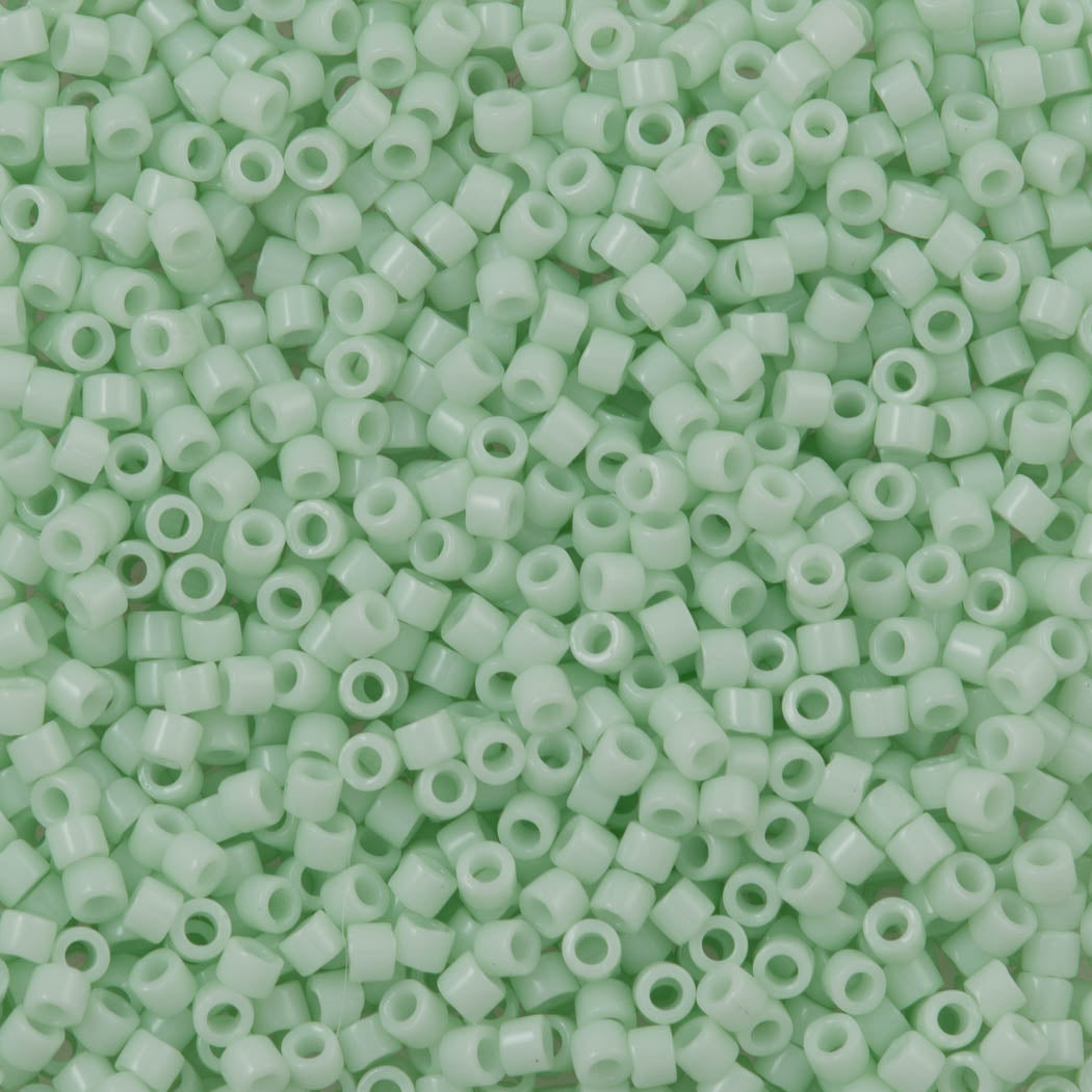 Miyuki Delica Seed Bead 11/0 Opaque White Glazed Cool Mint 2-inch Tube DB1496