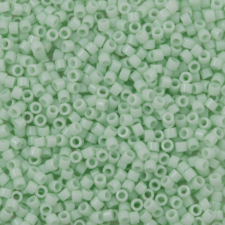 25g Miyuki Delica Seed Bead 11/0 Opaque White Glazed Cool Mint DB1496