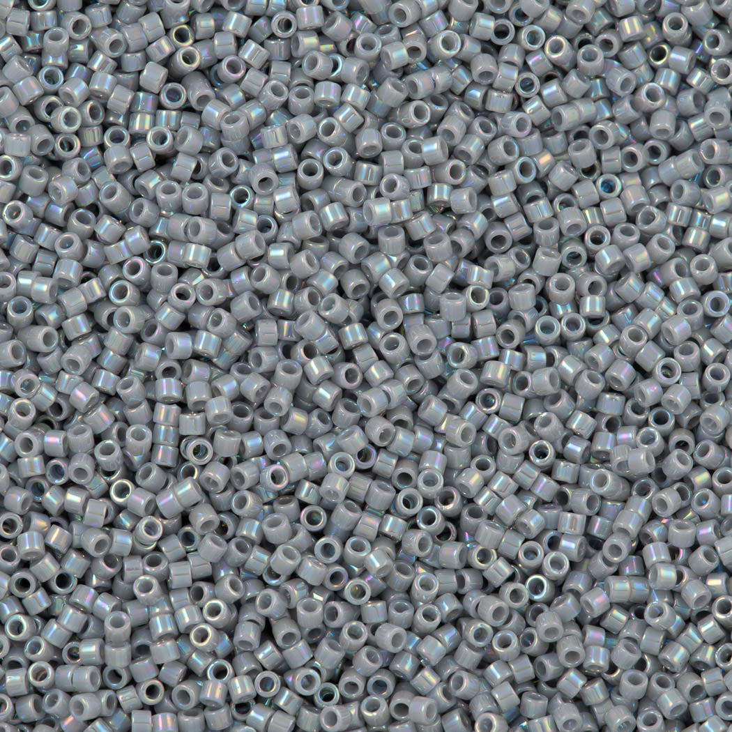 Miyuki Delica Seed Bead 11/0 Opaque Ghost Grey AB 2-inch Tube DB1579