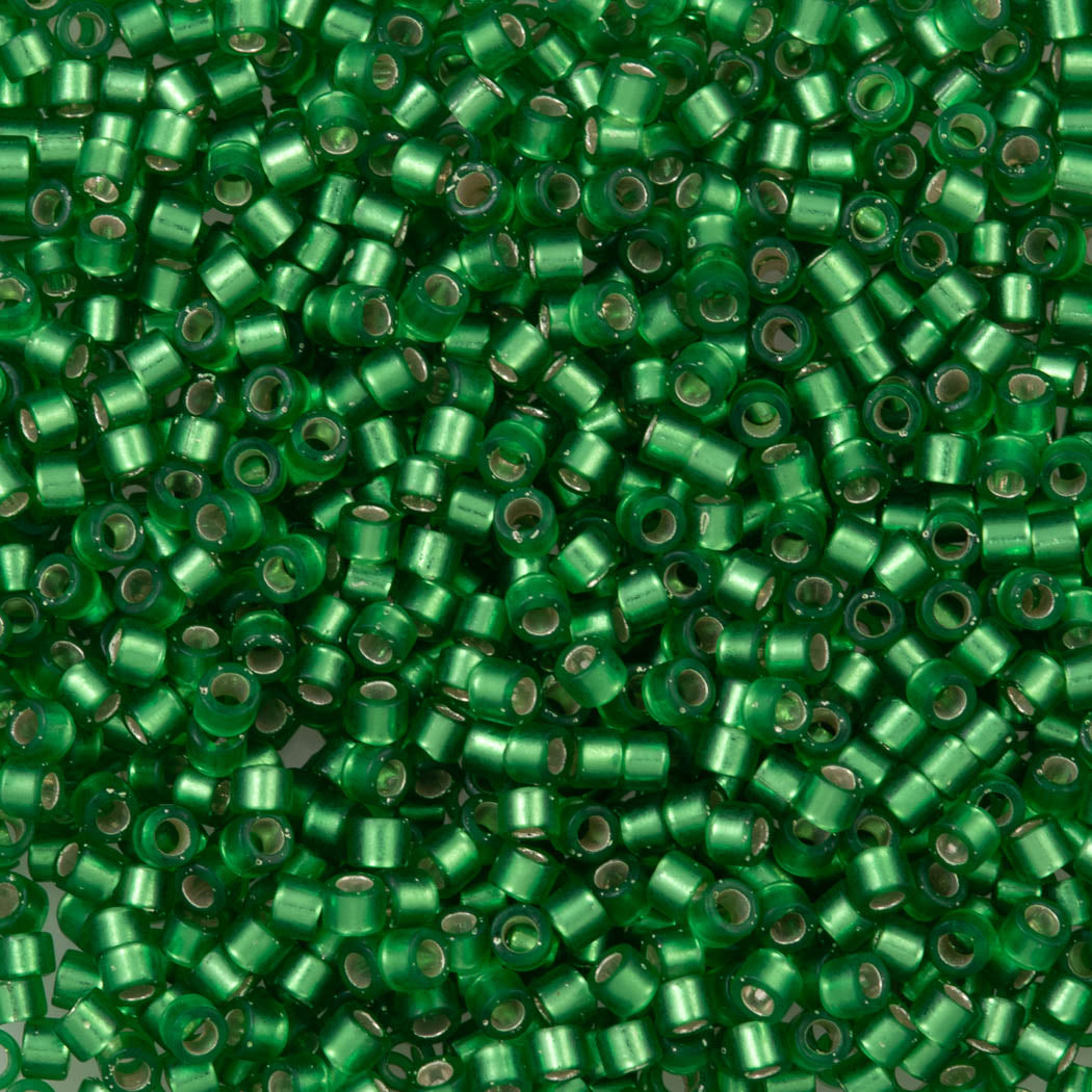 Miyuki Delica Seed Bead 11/0 Semi Matte Dyed Silver Lined Green 2-inch Tube DB688