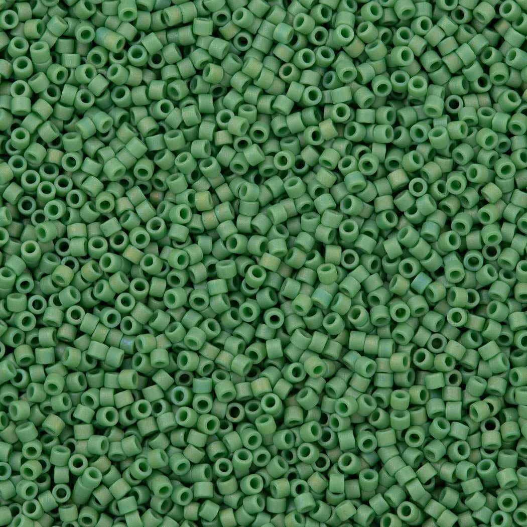 25g Miyuki Delica Seed Bead 11/0 Matte Transparent Green AB DB877