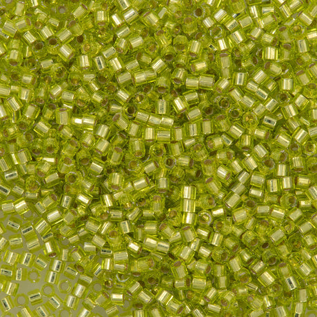 Miyuki Hex Cut Delica Seed Bead 10/0 Silver Lined Peridot 2-inch Tube DBMC147