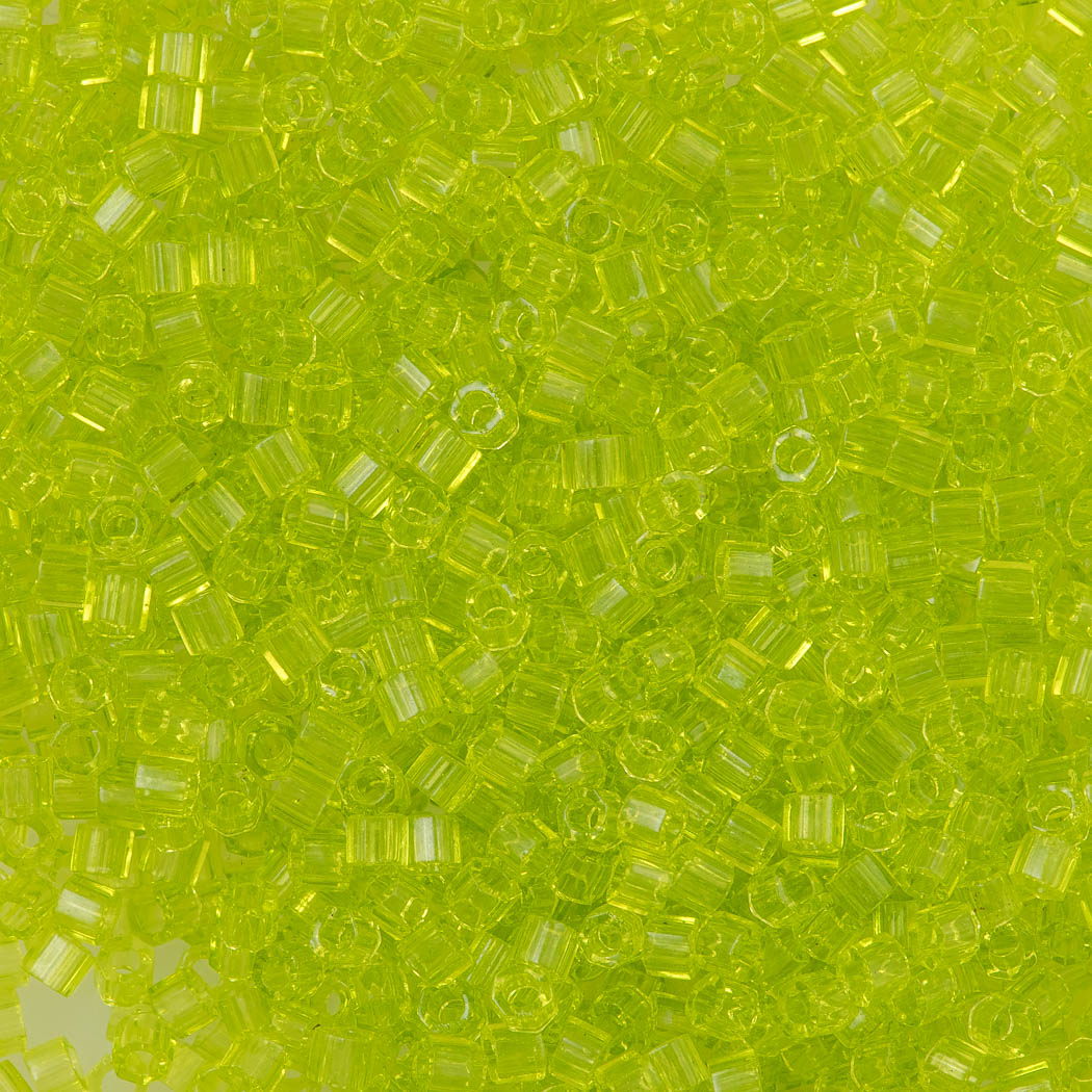 Miyuki Hex Cut Delica Seed Bead 10/0 Transparent Lime Green 2-inch Tube DBMC712