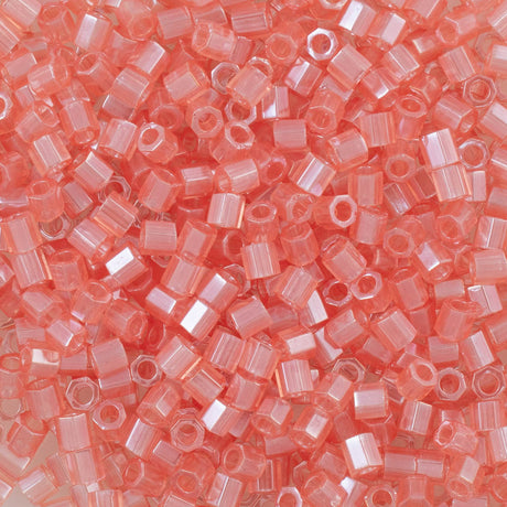 Miyuki Hex Cut Delica Seed Bead 8/0 Transparent Pink Glazed Luster 2-inch Tube DBLC106