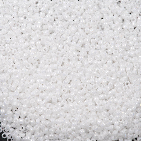 Toho Opaque Rainbow White Round 15/0 Seed Bead