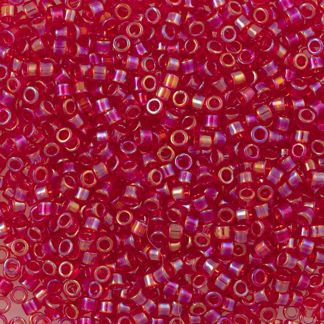 Miyuki Delica Seed Bead 11/0 Transparent Strawberry AB 2-inch Tube DB172