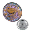 Czech 22.5mm Peacock Glass Button Lilac Gold