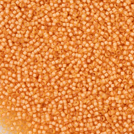 50g Miyuki Round Seed Bead 11/0 Semi Matte Peach Lined Amber (1922)