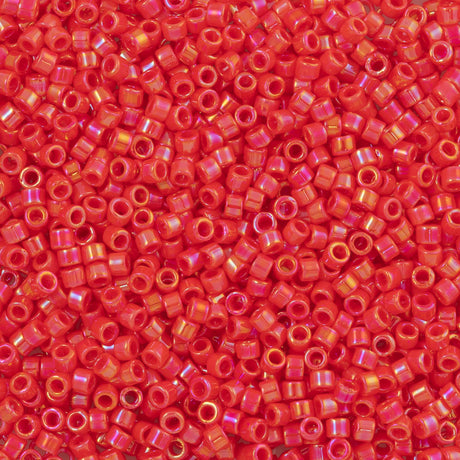 Miyuki Delica Seed Bead 11/0 Opaque Red AB 2-inch Tube DB159