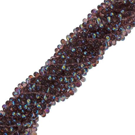 90 Czech 6x4mm Tear Drop Amethyst AB Beads (20060X)