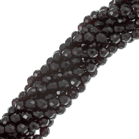 50 Czech Fire Polished 8mm Round Bead Garnet (90110)