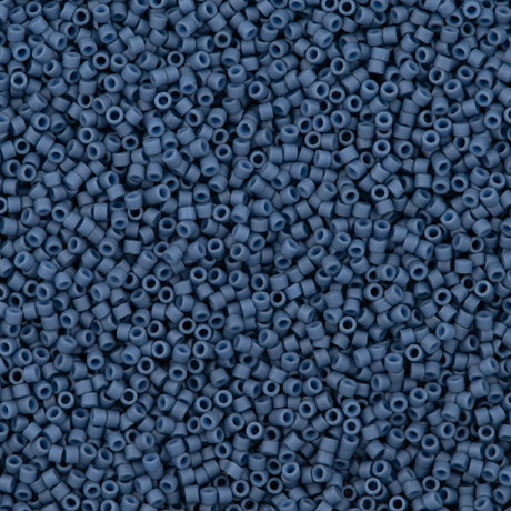 25g Miyuki Delica Seed Bead 11/0 Matte Glazed Luster Opaque Steel Blue DB2408