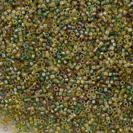 25g Miyuki Delica Seed Bead 11/0 Inside Color Lined Olive Green Forest Mix DB989