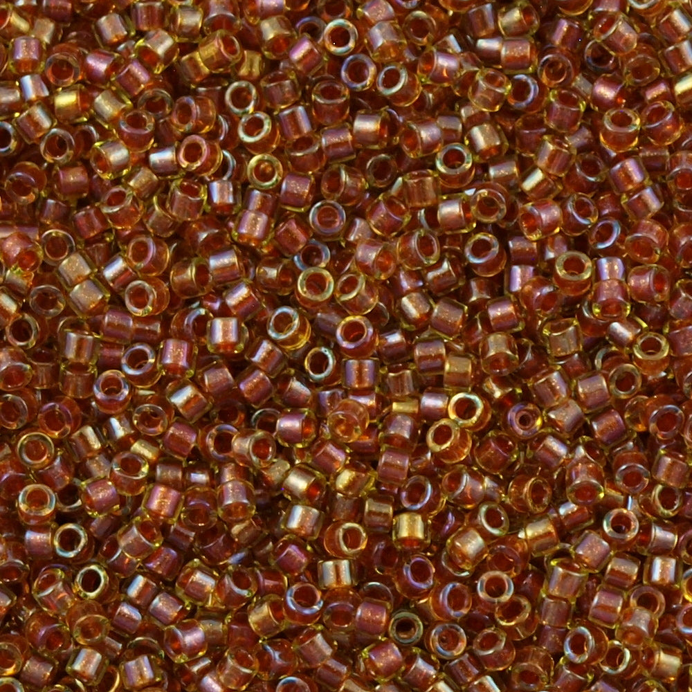 Miyuki Delica Seed Bead 11/0 Inside Dyed Color Peridot Auburn 2-inch Tube DB1735