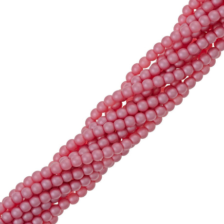 100 Czech 3mm Round Matte Flamingo Glass Pearl Beads