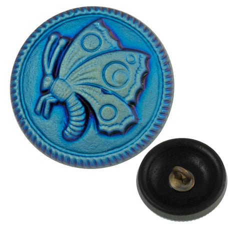 Czech 18mm Butterfly Button Black AB