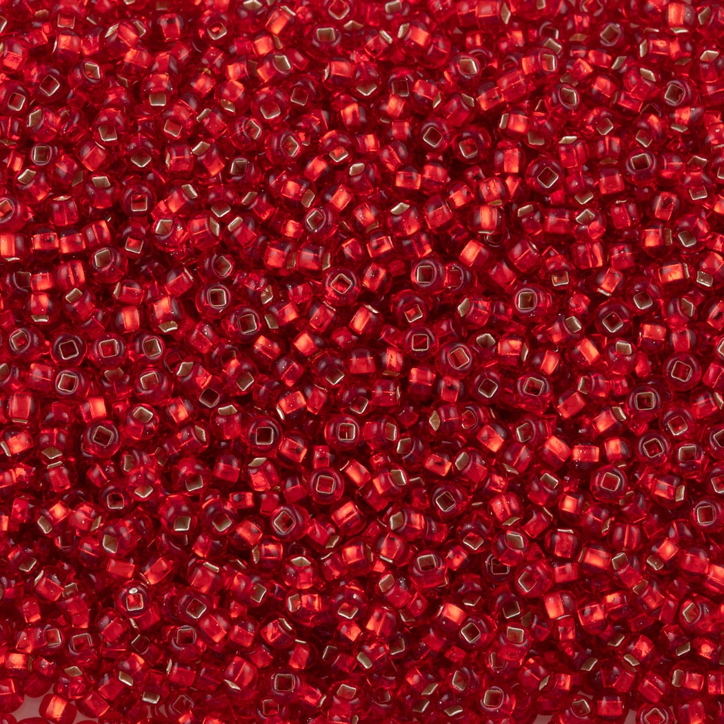 Czech Seed Bead 11/0 Transparent Light Ruby Silver Lined (97070)