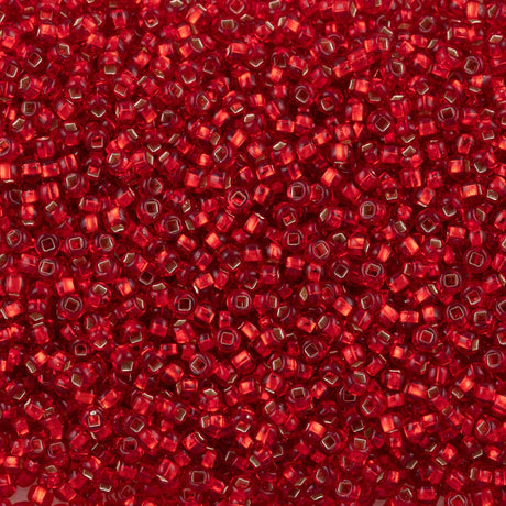 Czech Seed Bead 11/0 Light Ruby Silver Lined (97070)