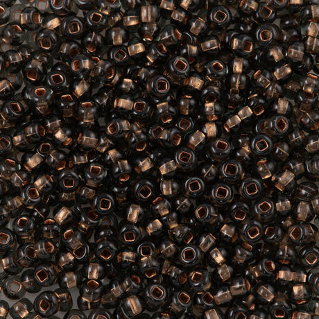 Czech Seed Bead 6/0 Black Diamond Copper Lined (49010)