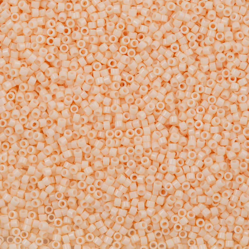 25g Miyuki Delica Seed Bead 11/0 Opaque White Glazed Peach & Cream DB1492