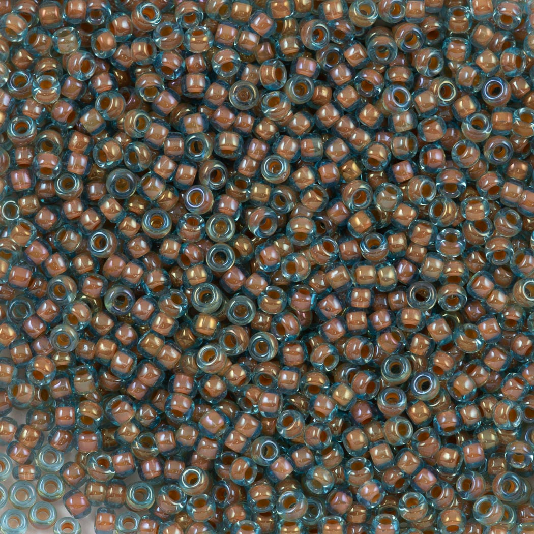 50g Miyuki Round Seed Bead 11/0 Cream Lined Aqua (351)