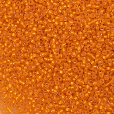 Miyuki Round Seed Bead 11/0 Matte Silver Lined Orange (8F)