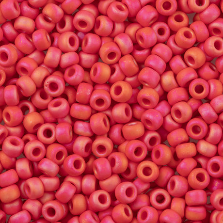 Miyuki Round Seed Beads 8/0 Opaque Vermilion Red Matte AB (407FR)