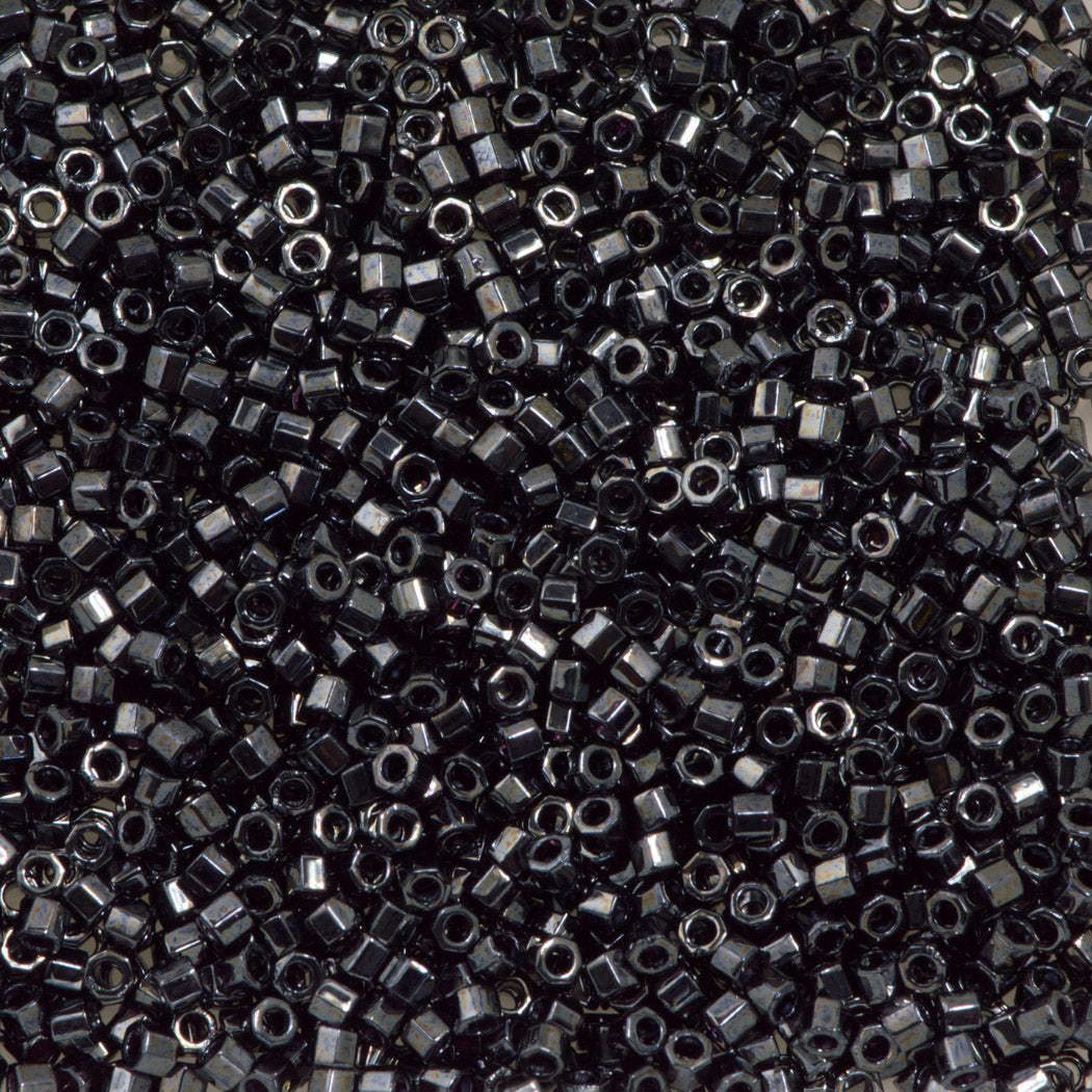 Miyuki Hex Cut Delica Seed Bead 10/0 Gunmetal 2-inch Tube DBMC1