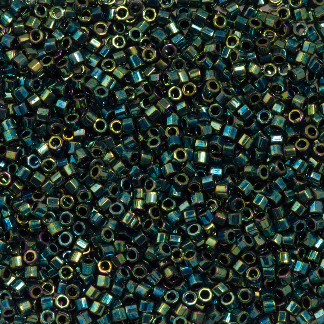 Miyuki Hex Cut Delica Seed Bead 10/0 Metallic Teal Luster 2-inch Tube DBMC27