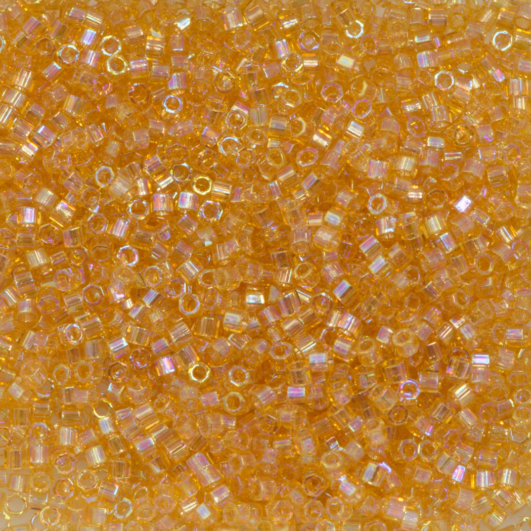 Miyuki Hex Cut Delica Seed Bead 10/0 Light Amber AB 2-inch Tube DBMC100