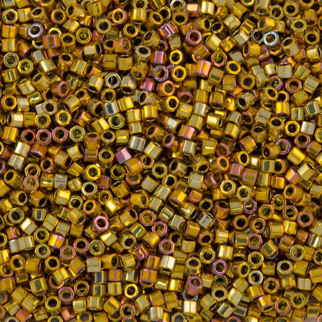 Miyuki Hex Cut Delica Seed Bead 10/0 24kt Gold Plated Rose AB 5 grams DBMC501