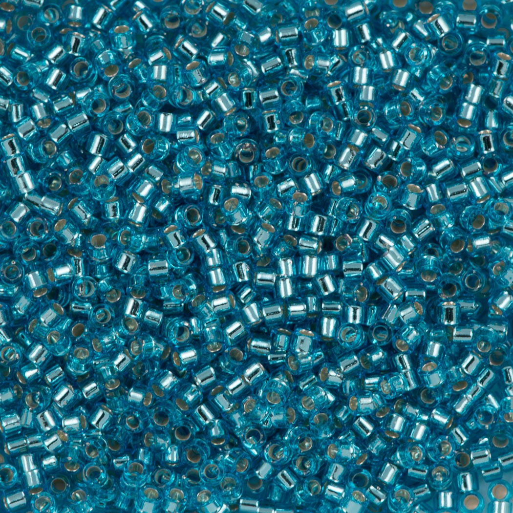 25g Miyuki Delica Seed Bead 11/0 Silver Lined Aqua DB1209