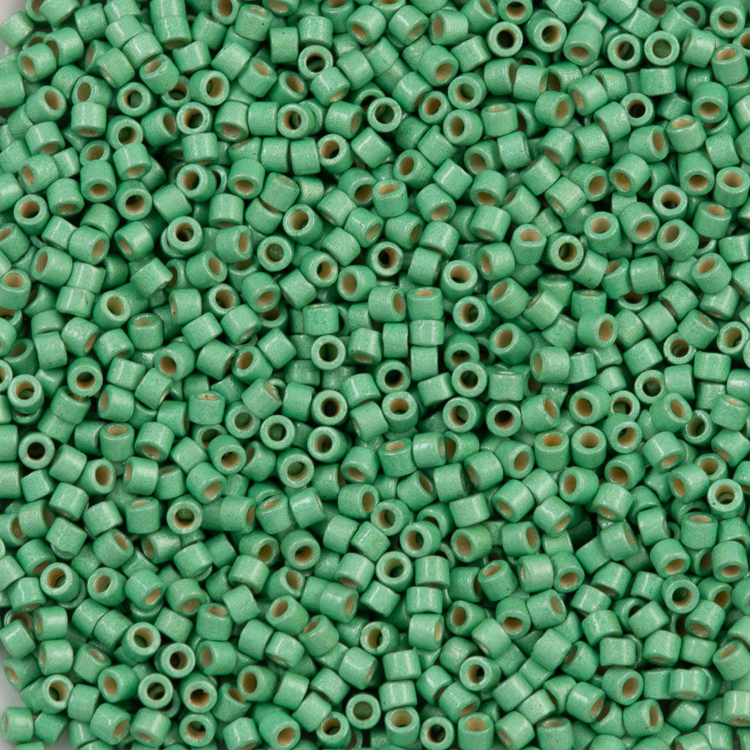 25g Miyuki Delica Seed Bead 11/0 Duracoat Galvanized Matte Dark Mint Green DB1844F