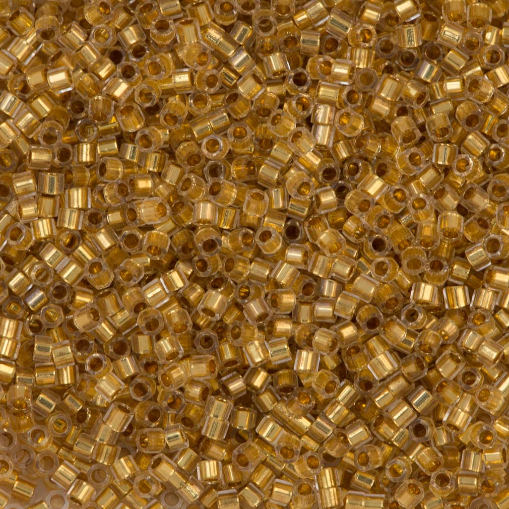 Miyuki Hex Cut Delica Seed Bead 15/0 24kt Gold Lined Crystal 2-inch Tube DBSC33